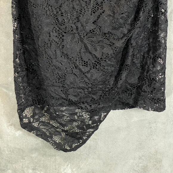 EMERALD SUNDAE Juniors' Black Lace V-Neck Asymmetrical Bodycon Mini Dress SZ XL - Picture 9 of 13